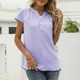 thumbnail image 2 of NJGRAE Womens Plus Size Tops Thermal Lined Winter T-Shirts Chiffon Tops for Women Cute Cap Sleeve Dot Tops Button Down V Neck Loose Blouse Solid Color Shirts Gym Workout Fitted Tees S, 2 of 5