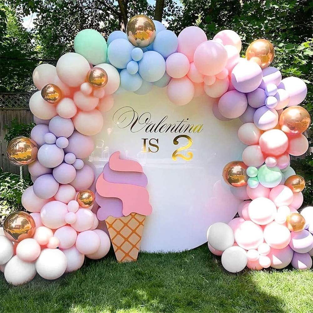 YANSION Pastel Macaron Balloon Garland Kit, Rainbow Pastel Macaron Balloons for Birthday Baby Shower Wedding Gender Reveal Party Supplies Decorations Backdrop Decor