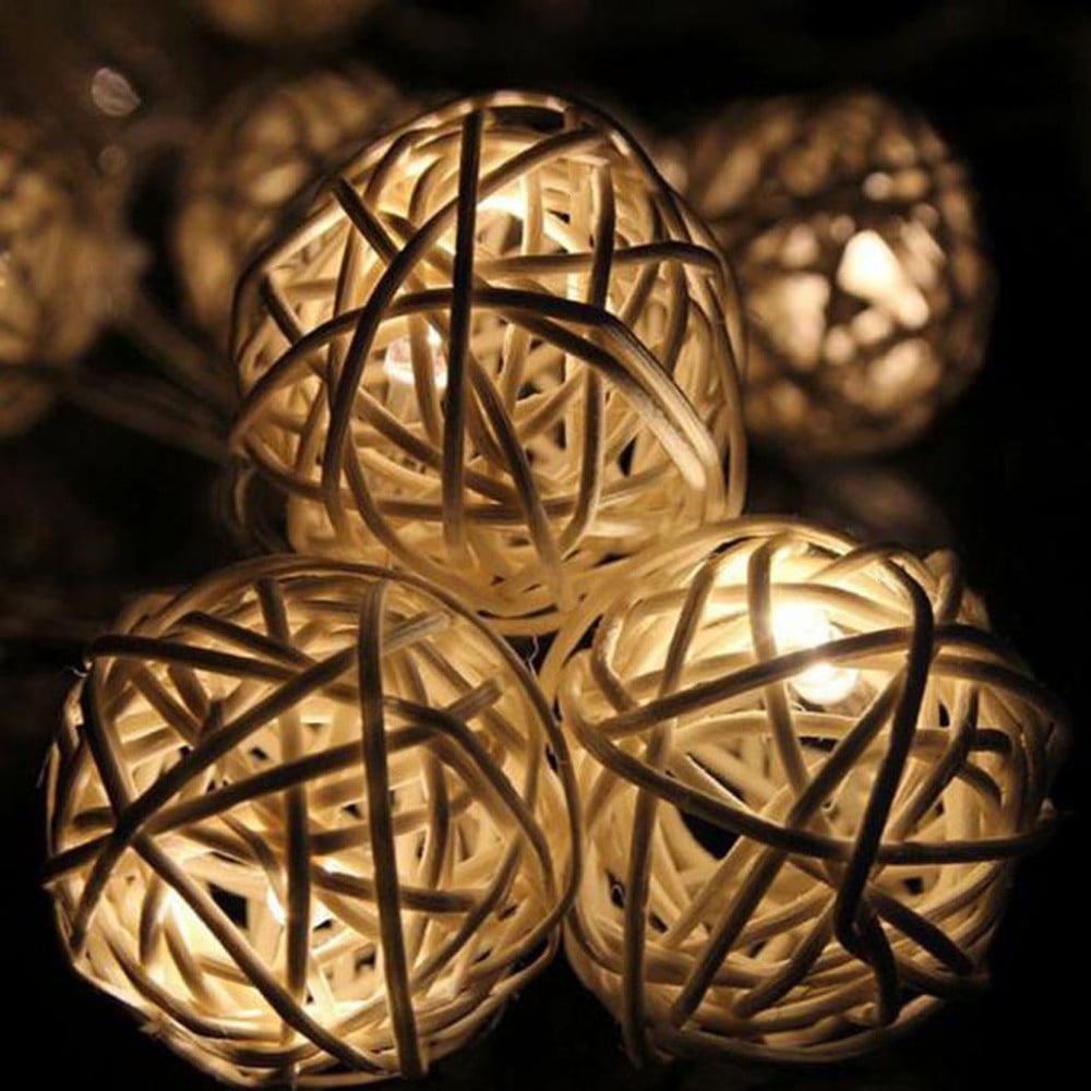 10 PCS Mixed Rattan Ball String Lights Christmas Wedding Party Home Decoration 