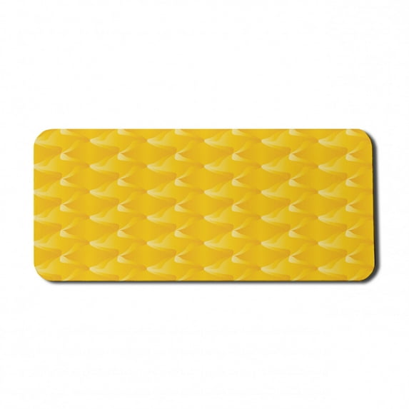 Yellow Computer Mouse Pad, Abstract Design Shaded Curving Lines and Swirling Motifs Patterns Monochromatic Print, Rectangle Non-Slip Rubber Mousepad X-Large, 35" x 15", Yellow, by Ambesonne