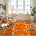 thumbnail image 3 of Design&I 5'x7' Ultra Soft Area Rug, Basketball Repeating Hoop Net Motif Bold Stripe Border Center None Fluffy Washable Non Shedding for Bedroom Living Room Home Office, 3 of 7