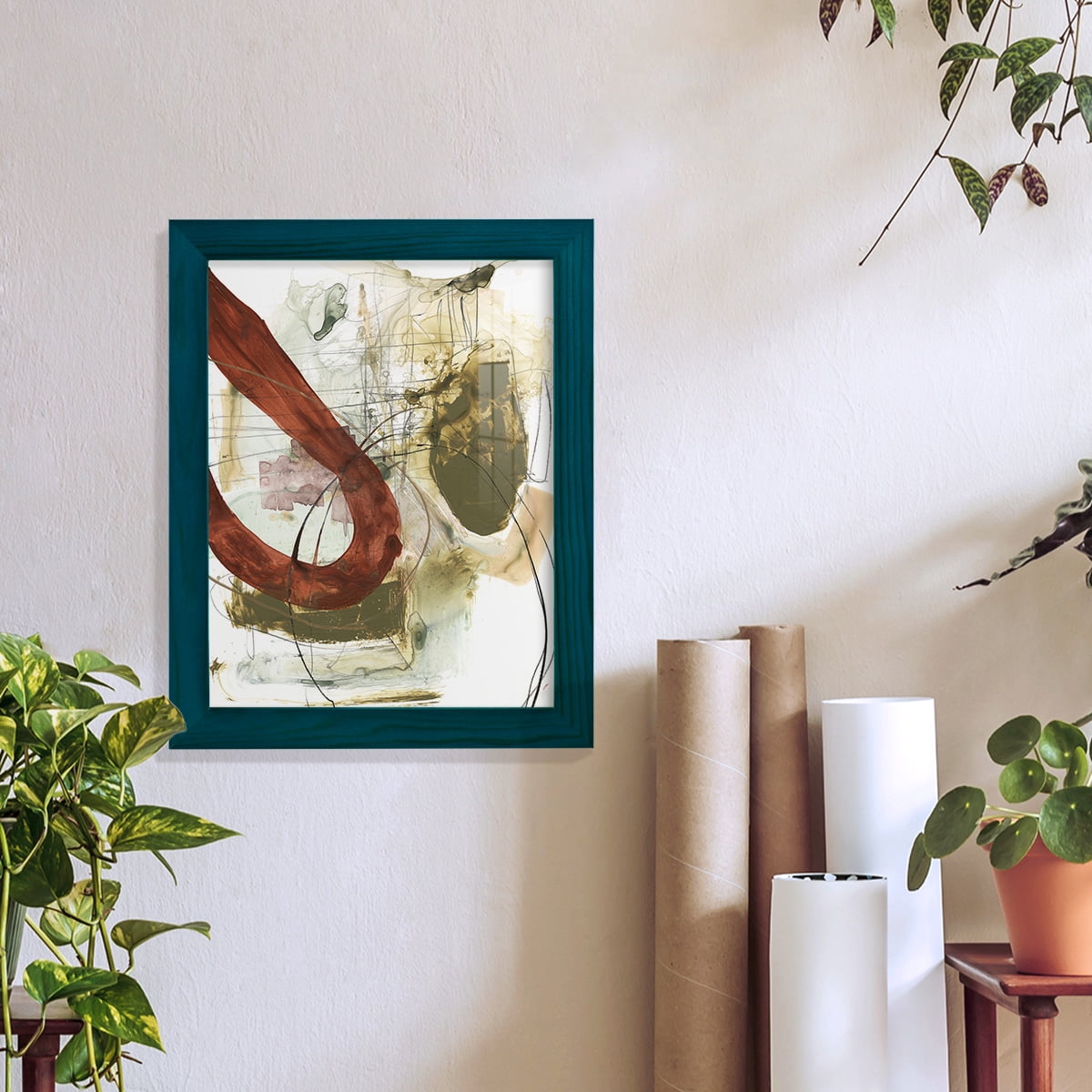 Rusted Loops I - Framed Print w/glass - Ocean Blue