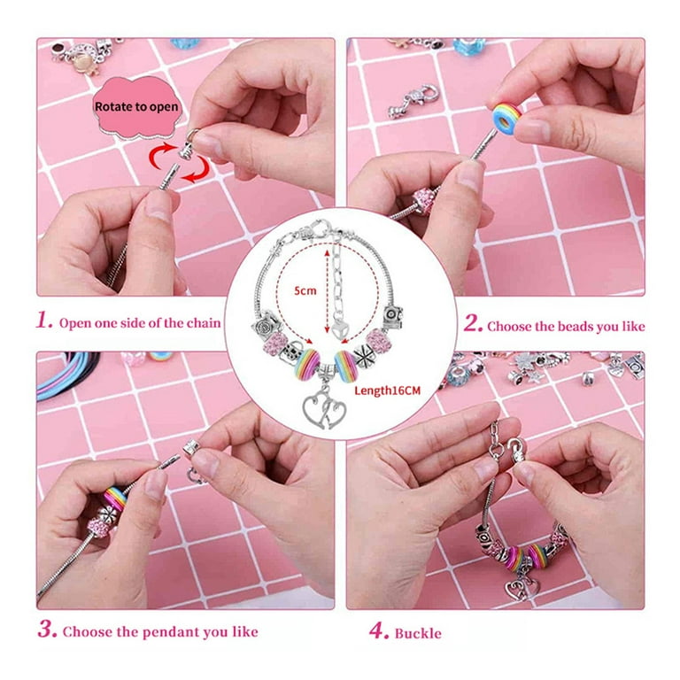 112 Pcs DIY Bead Bracelets Set Necklace Jewelry Making Kit Craft Supplies Gift