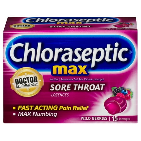 Chloraseptic Max Sore Throat Lozenges, Wild Berries, 15 (Best Medicine For Sore Throat Philippines)