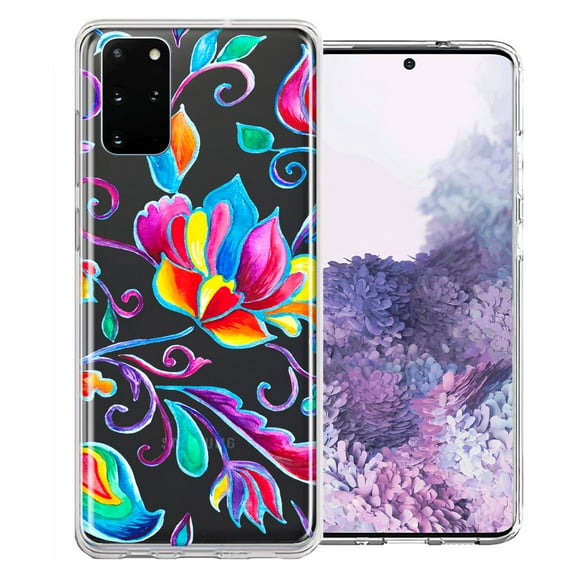 MUNDAZE Case For Samsung Galaxy S20 Plus Bright Colors Rainbow Water Lilly Floral Phone Cover