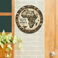thumbnail image 2 of 1pc Vintage Wooden Africa Map Wall Art, Rustic Round Unfinished Metal Sign, Farmhouse Style Hanging Decor, Ideal for Wreath Centerpiece, Home & Outdoor Decoration, with Gift for Friends Round Shaped, 2 of 7
