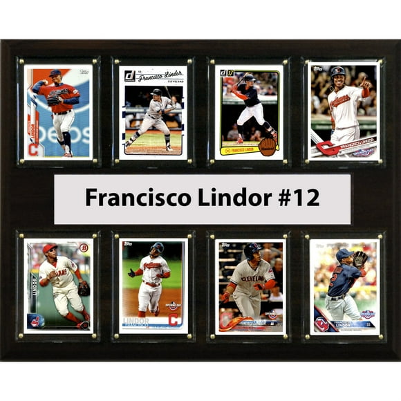 C&I Collectables 1215LINDOR8C MLB 12"x15" Francisco Lindor Cleveland Indians 8 Card Plaque