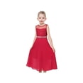 thumbnail image 4 of Girls Dress Red Chiffon Wedding Bridesmaid Dance Maxi Gown Pageant Party 10 Years, 4 of 7