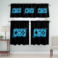 thumbnail image 5 of Game Handle Curtain Valances Set Retro Blue Cartoon Game Console Kitchen Curtains 36&nbsp;inch Length Rod Pocket Valance and Tiers 3 Piece Set Small Bedroom Bathroom Laundry Decor, 5 of 9