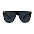 thumbnail image 1 of Flat Top Shield Horn Rim Hip Hop Sunglasses All Black, 1 of 4