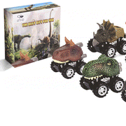ATOPDREAM 6 Pull Back Dinosaur Cars, Big Tires Vehicles Toy for Kids Boys Girls 3-12 Years Old