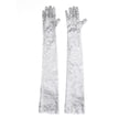 thumbnail image 4 of Mufeng Womens Long Opera Party 1920s Vintage Sequins Elbow Length Gloves Sparkly Wedding Evening Gloves Silver One Size, 4 of 8