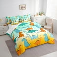 thumbnail image 3 of Homewish Kawaii Dinosaur 7pcs Bedding Comforter Set for Children Teens Girls,Cute Animal Queen Bedding Sets Super Cozy,Cartoon Rainbow Queen Sheet Sets,Super Cozy Room Decor,Reversible, 3 of 8