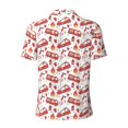 thumbnail image 3 of Xecao Fire Truck for Mens' Casual Short Sleeve Button-Down Polo Shirts for a Classic Golf Look, 3 of 9