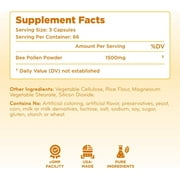 Clear Formulas Bee Pollen Natural Superfood Capsules, 1500mg, Immune Support, 200 Count