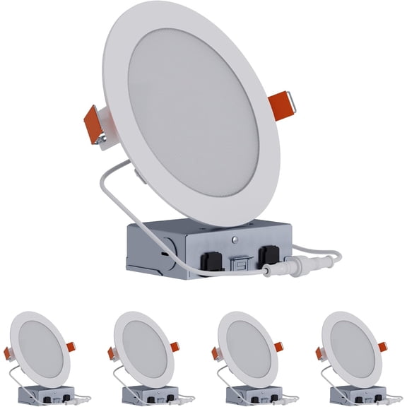 HLB Recessed Lighting 6 Inch LED Canless, Ceiling and Shower Light, Dimmable w/Selectable Lumens and Color Temperatures 4-Pack- HLB6LSFS5-4PK