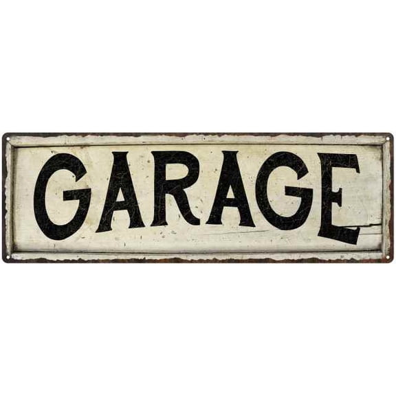 GARAGE Farmhouse Style Wood Look Sign Gift 8x24 Metal Decor 108240028175