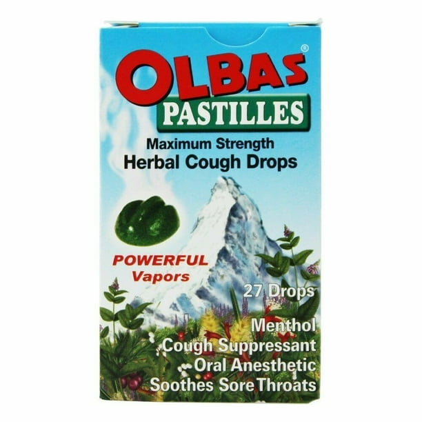 Olbas Pastilles Herbal Cough Suppressant Drops, Max Strength, Menthol