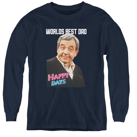 Happy Days Best Dad Youth Long Sleeve T-Shirt Navy