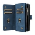 thumbnail image 4 of Wallet Case for Samsung Galaxy Z Fold3 5G 2021, Allytech PU Leather Flip Stand [15 Card Slots][1 Cash Holder][1 Ziper Pocket] Detachable Hand Strap Lanyard Shockproof Case for Women Men, Blue, 4 of 9
