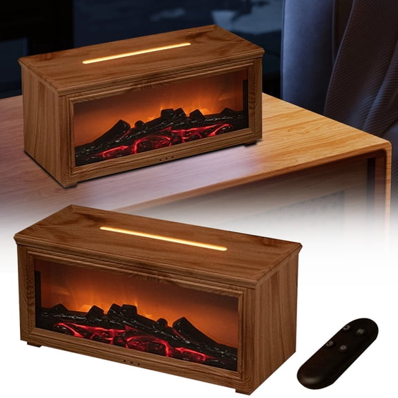 LANpengDZ Fireplace Flame Diffuser Cool Mist Humidifier With Remote And Timer USB Powered Aroma Diffuser With 1pcs 7 Color Lights Ideal Fragrance For Home，280ml A humidifier Home appliances