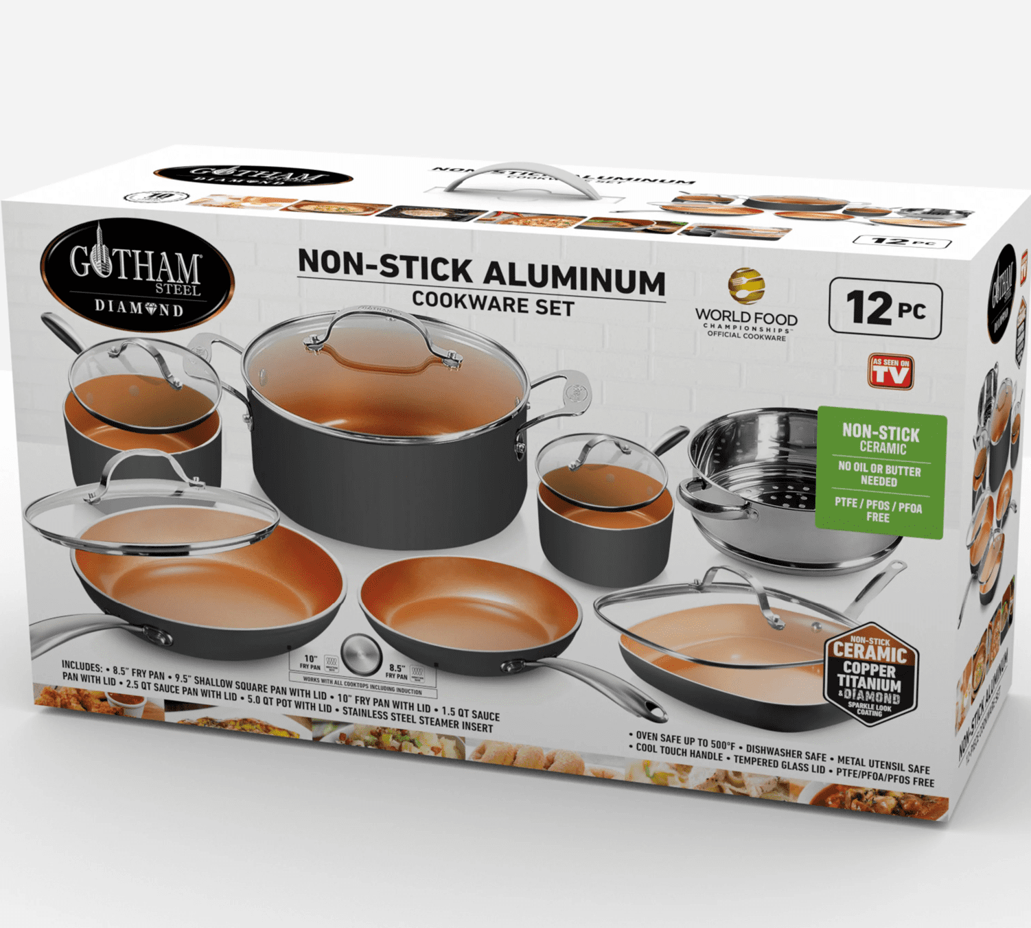 12 Piece Non-stick Cookware Set, Dishwasher Safe, Pots and Pans Set -  graphite - Bed Bath & Beyond - 37566877
