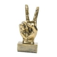 thumbnail image 3 of Tongina Funny Finger Gesture Statue Creative Gesture Sculpture Friend Gift Resin Hand Figurine Desk Decoration for Office Desk Indoor , Peace Gold, 3 of 8