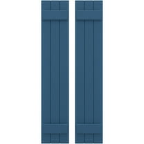 Ekena Millwork 10 1/2"W x 50"H Americraft Three Board (2 Batten) Exterior Real Wood Joined Board-n-Batten Shutters (Per Pair), Sojourn Blue