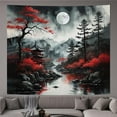 thumbnail image 3 of Anime Japanese Wall Tapestry for Bedroom Aesthetic, Large Black Forest Moon Tapestry Wall Hanging, Vintage Nature Mountain Art Decor Tapestries Dark Landscape Backdrop for Living Room 60"X79", 3 of 7