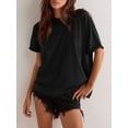 thumbnail image 4 of Womens Oversized T Shirts Loose Fit Crewneck Short Sleeve Tops Summer Casual Blouse Y2K 2025 Basic Tee Black XL, 4 of 9