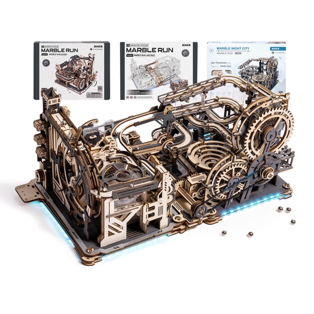 Puzles eléctricos de madera Marble Run ROKR 3D 3 en 1 para adultos