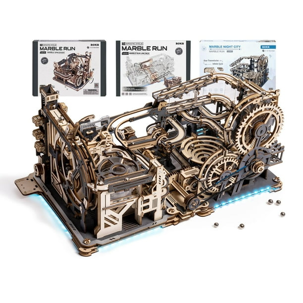 Puzles eléctricos de madera Marble Run ROKR 3D 3 en 1 para adultos