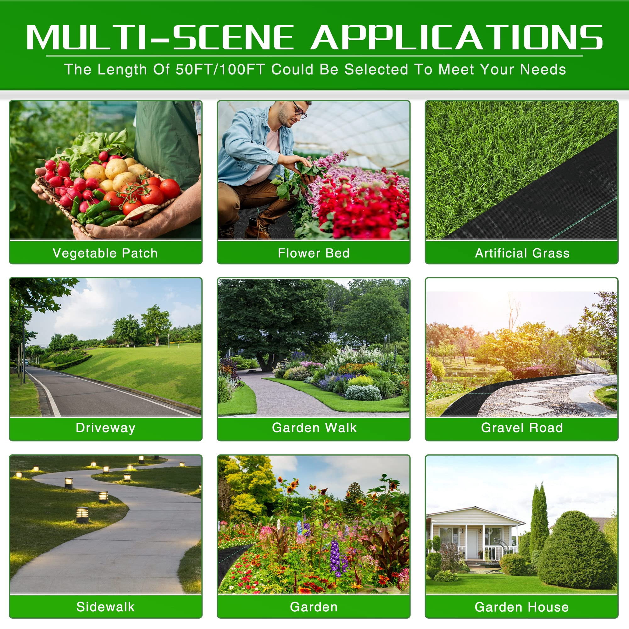 Weed Barrier Landscape Fabric Heavy Duty  2.6ft X 100ft Thicken Garden Blocker Mats Control Cloth Woven Geotextile For Beds Underlayment Commercial Driveway