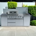 thumbnail image 4 of NG 46-Inch 4-Burner 72000 BTU Deluxe Stainless Steel Gas Outdoor Kitchen Bar Barbecue Island Grill Side B Rotisserie Granite Countertops Storage Cabinets & Drawers Stainless Steel Sink/Faucet, 4 of 25