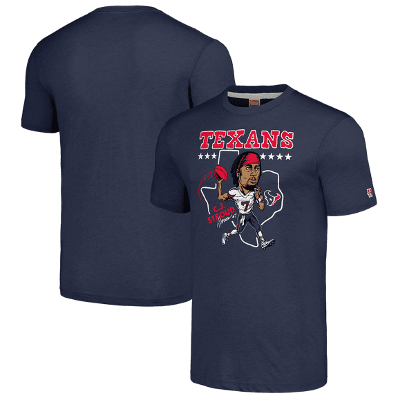 Unisex Homage C.J. Stroud Navy Houston Texans Caricature Player Tri-Blend T-Shirt