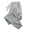 thumbnail image 1 of White Cross Patterns Joggers Drawstring Pocket Trousers Street Style Women'S Pants, 1 of 6