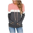 thumbnail image 2 of HAPIMO Women's Fashion Hoodie Sweatshirt T-Shirt Clothes for Women Striped Color Block Tops Pockets Drawstring Pullover Cozy Casual Sweatshirt Long Sleeve Blouse Pink M, 2 of 5