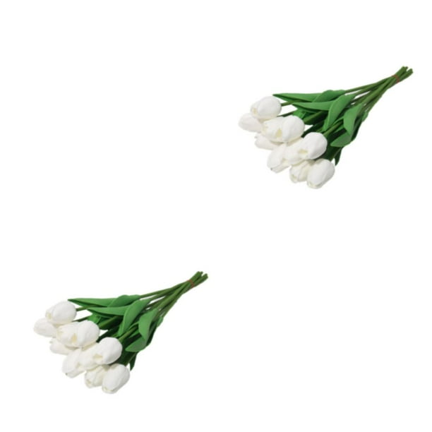 Flores de PU Naiovety 10 piezas Decoración del Hogar y Ramo de Boda Blanco 2Conjunto