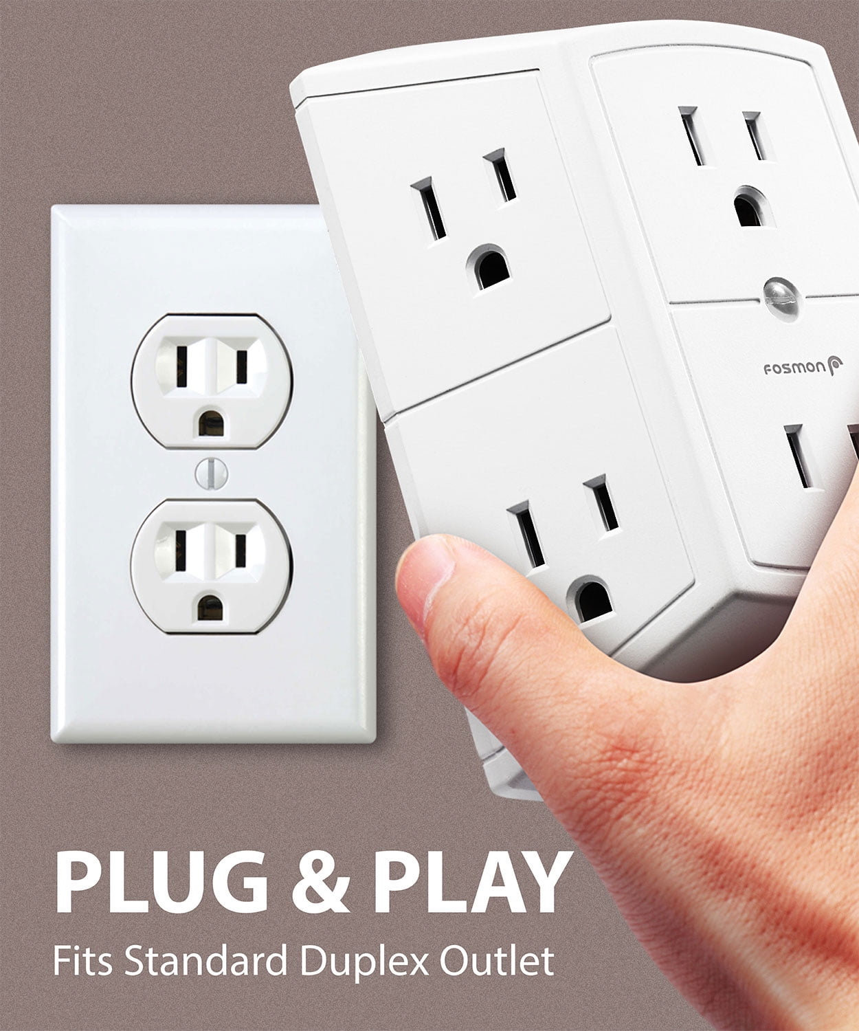 Fosmon 2 Pack ETL Listed 6 Outlet Extender, Multi Plug Wall Outlet, 15A Indoor Extender Splitter