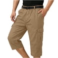 thumbnail image 3 of IhhxPro Big and Tall Men's Cotton Outdoor Cargo Shorts Elastic Waist Button Detail Men Multi Pocket Work Casual Hiking Summer Straight Fit Lightweight Durable M-4XL, 3 of 6