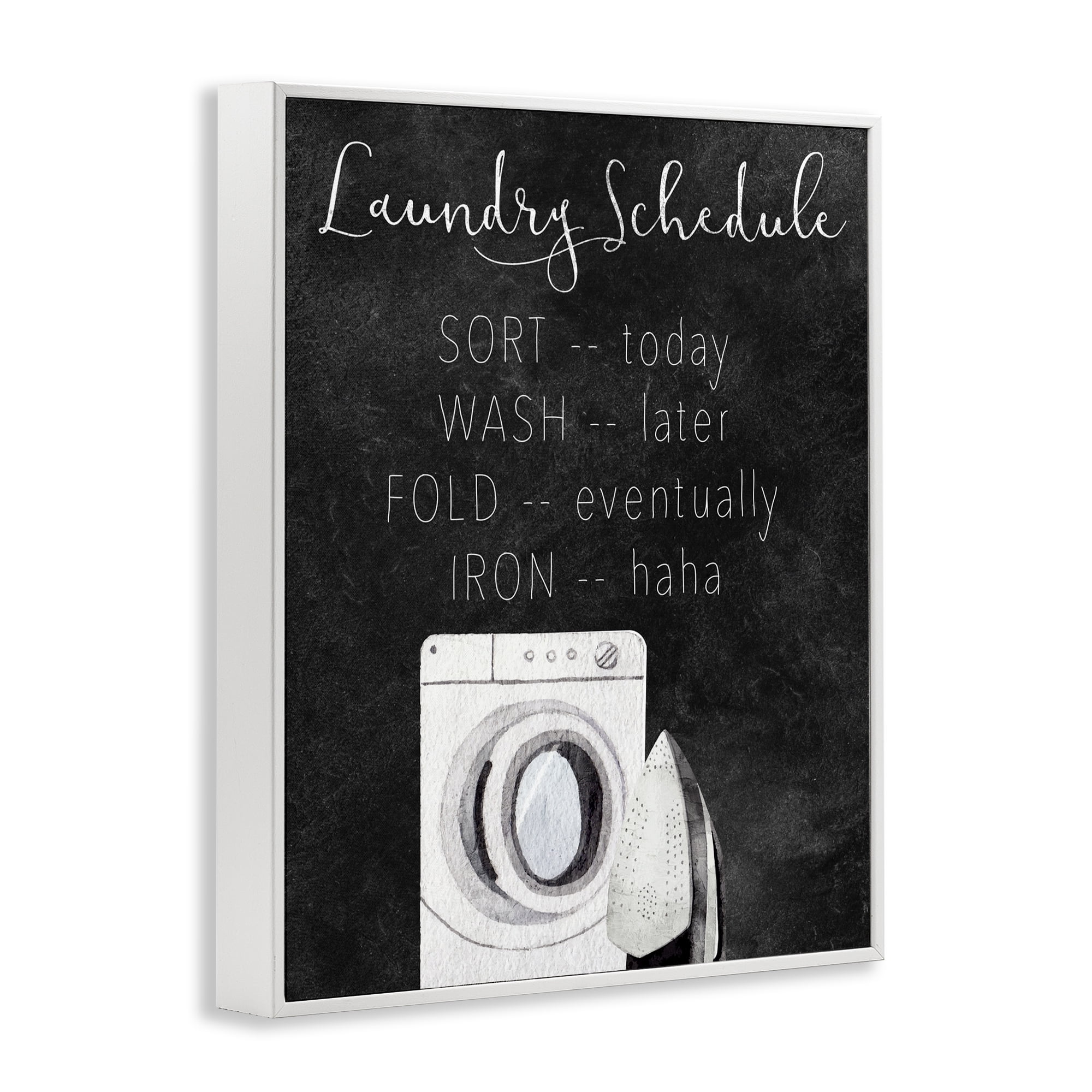 Lazy Laundry Schedule Humor White Framed Giclee Art, design by Kim Allen