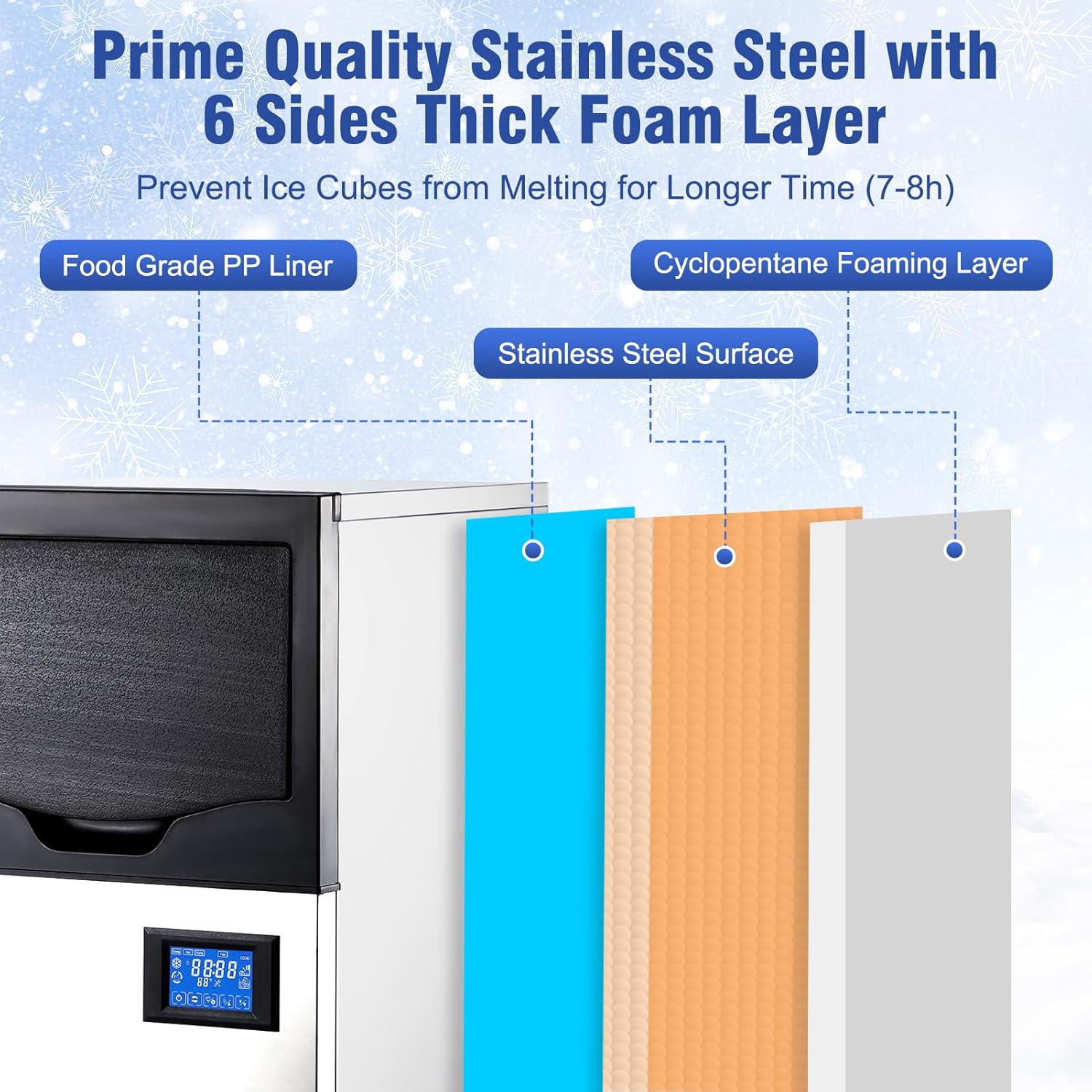 GAOMON Commercial Ice Maker Produces 100 LBs/24 h, with the Ability to Produce 5x10 Pieces in 5-10 Minutes and Store up to 30 Pounds of Ice. Ideal for Countertop Ice Machine in Home and Commercial