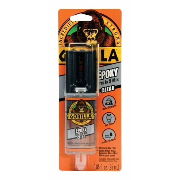 Gorilla 4200102 Clear Durable Water Resistant Two-Part Epoxy Glue 0.85 Oz.