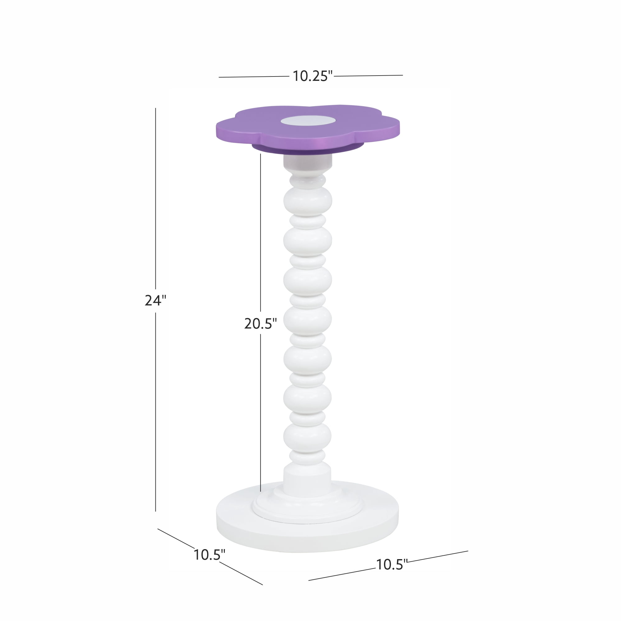Linon Carice Kids Flower Side Table, Tall, White/Purple