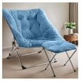 thumbnail image 6 of Comfy Saucer Chair for Adults, Soft Faux Fur Folding Lounge Chair for Bedroom Living Room Dorm Rooms Flexible Reading Chair for Teens Kids, X-Large Foldable Chair (Ottoman-Blue), 6 of 7