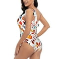 thumbnail image 5 of Yiaed Autumn Pumpkins Fall Leaves Print Women One Piece Swimsuits Tummy Control One Shoulder Bathing Suits Pattern Ruffle Swimwear-Large, 5 of 8