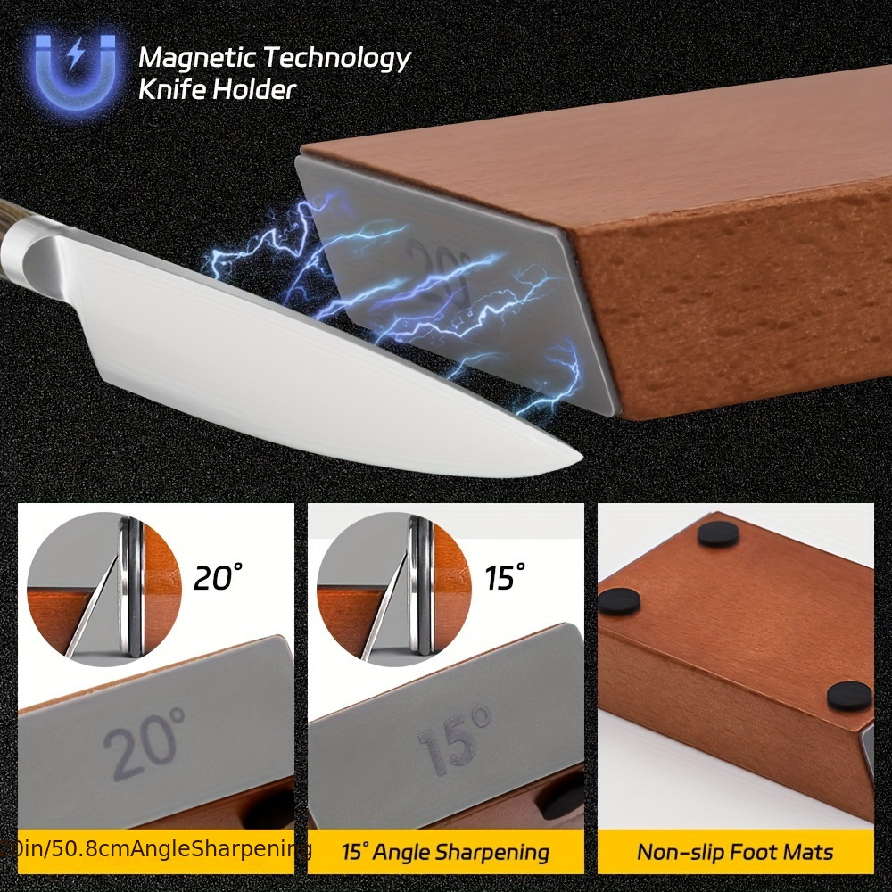 Rolling Knife Sharpener – 15° & 20° Precision Angle Sharpening System with Magnetic Guide for Professional Results