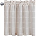 thumbnail image 4 of Farmhouse Valances for Windows, Light Filtering Linen Plaid Curtain Valances, Semi Sheer Window Valance for Kitchen Bedroom Bathroom Living Room (Light Beige, 52" x 18"), 4 of 8