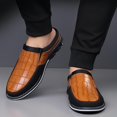 thumbnail image 6 of Men's Casual Loafers Fashion Simple Leather Walking Oxford Breathable Comfortable Slip-On Slippers Orange 9 US, 6 of 7