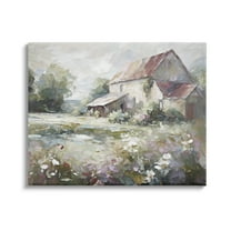 Stupell Industries Muted Cottage Meadow Landscape Painting Gallery Wrapped Canvas Art Print Wall Art, 30 x 24